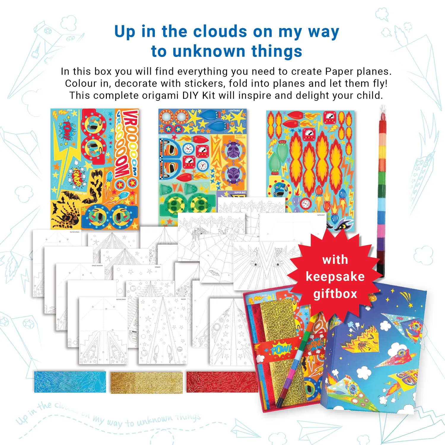 Box Candiy Paper Planes Colour-in vouwset 20 stuks krijt