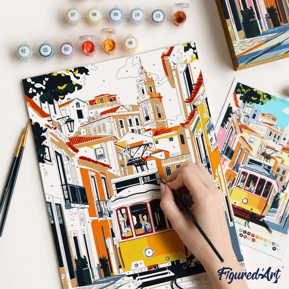 Figured'Art Cadeauset Straten van Lissabon schilderen op nummers 24,5x32,5cm