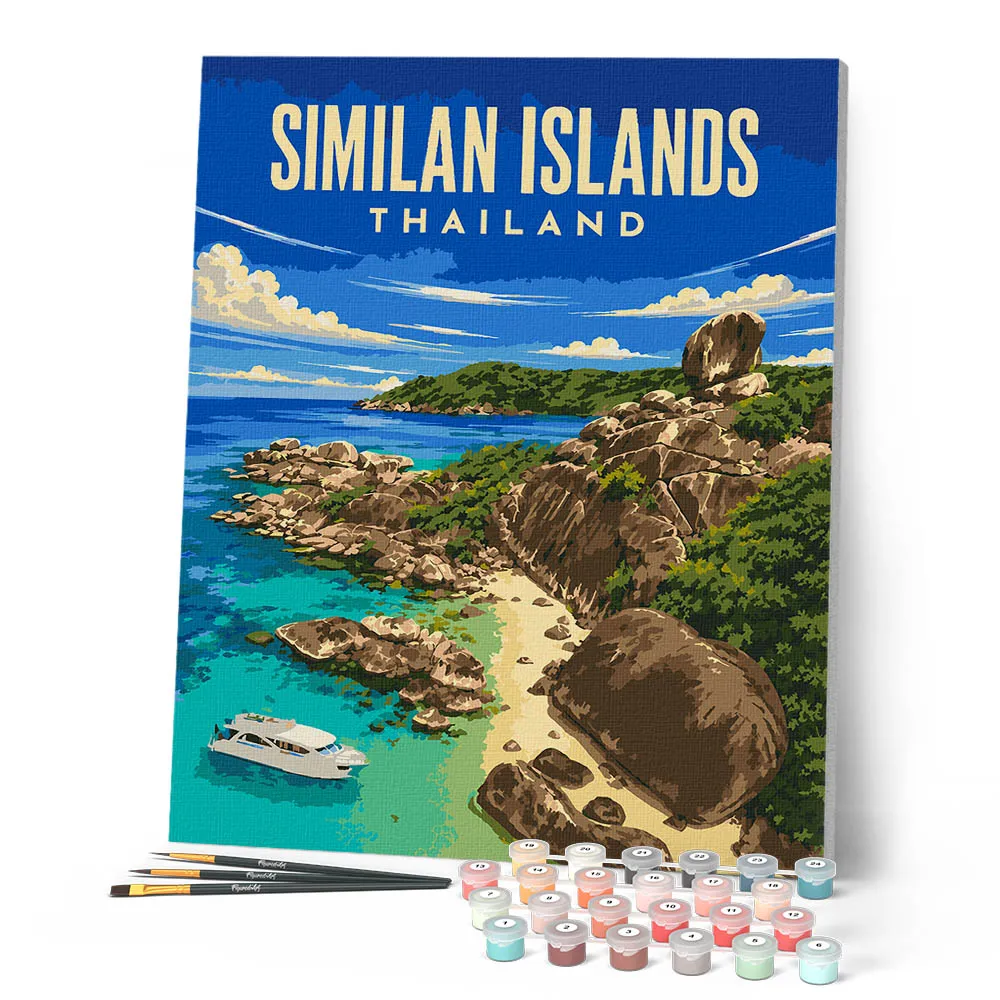 Figured'Art Reisposter Similan-eilanden schilderen op nummer 40x50cm Thai