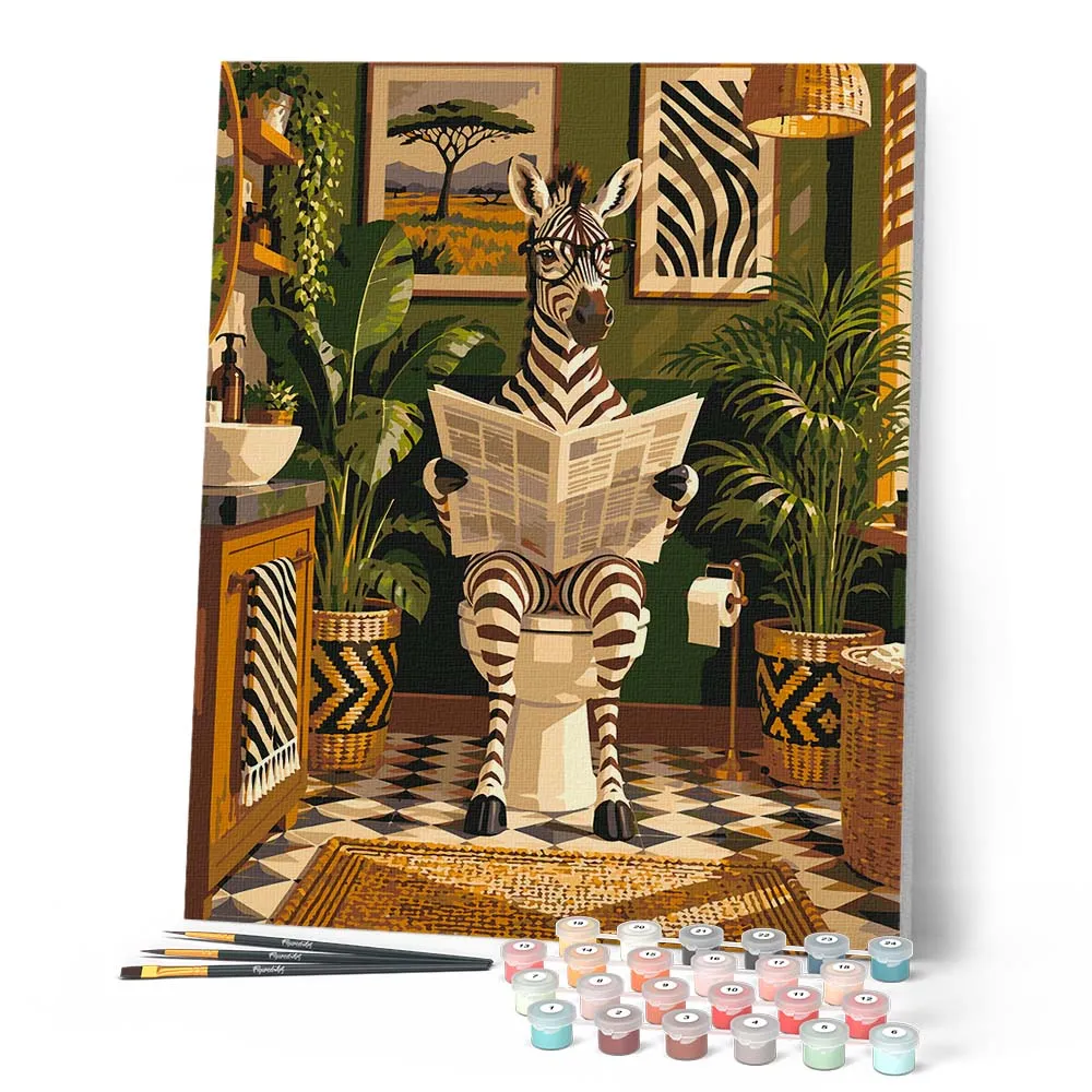 Figured'Art Ochtendroutine van de Zebra schilderen op nummer 40x50