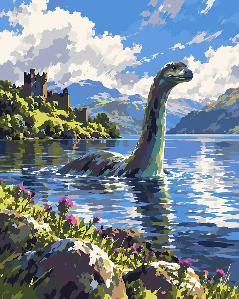 Figured'Art Loch Ness Monster Schilderen op Nummer 40x50 gemiddeld