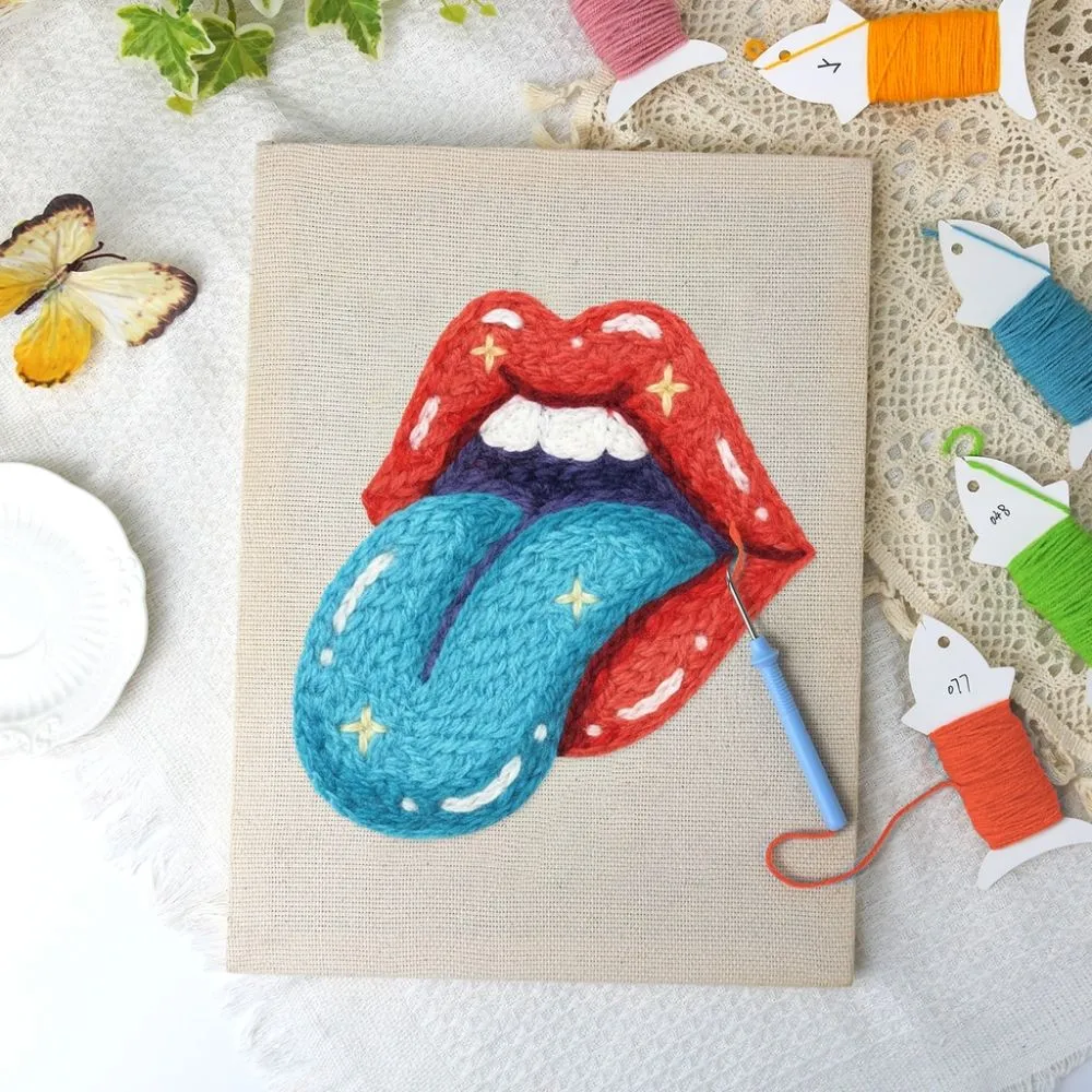 Figured'Art Kosmische Kus punch needle pakket 20x30 cm pop art