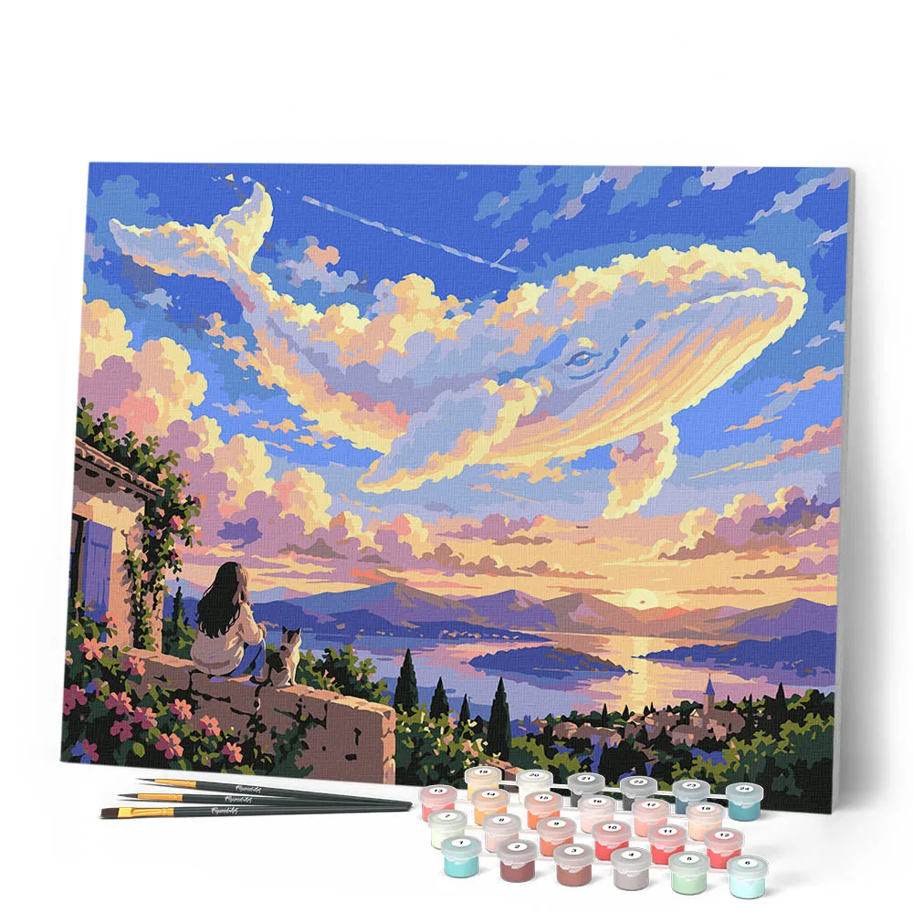 Figured'Art Wolkenwalvis boven de Vallei schilderen op nummer 40x50 cm