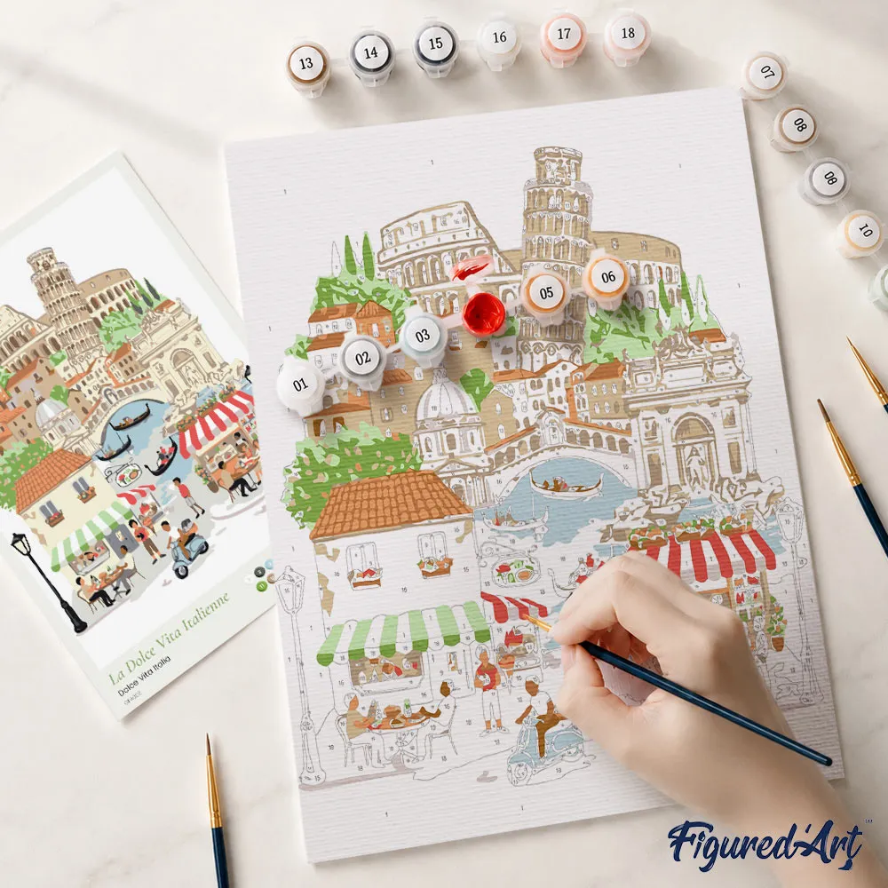 Figured'Art Dolce Vita Italië schilderen op nummer cadeauset 24,5x32,5cm