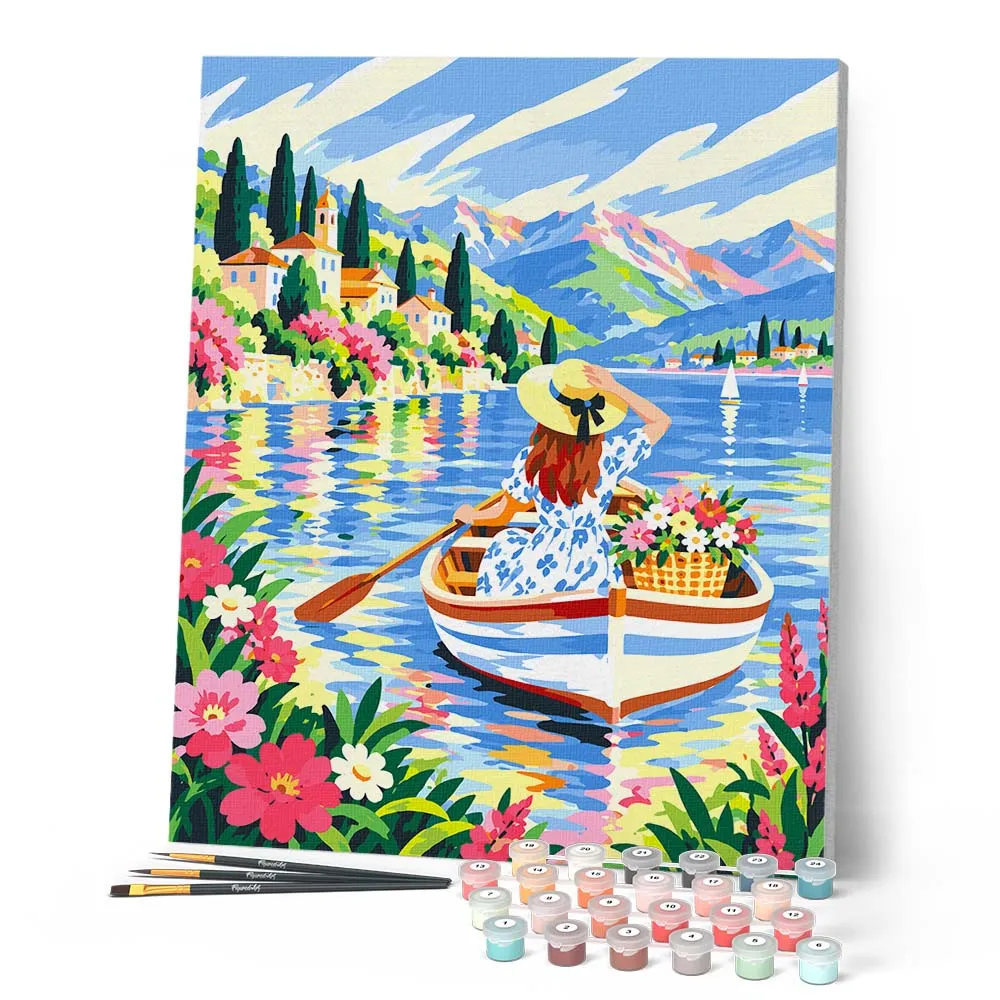 Figured'Art Roeien naar de zomer schilderen op nummer 40x50cm boot