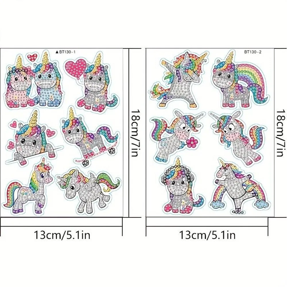 Figured'Art Eenhoorn diamond painting stickers 12 stuks rond