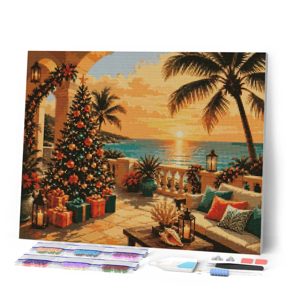 Figured'Art Kerst aan de oceaan diamond painting full drill 40x50