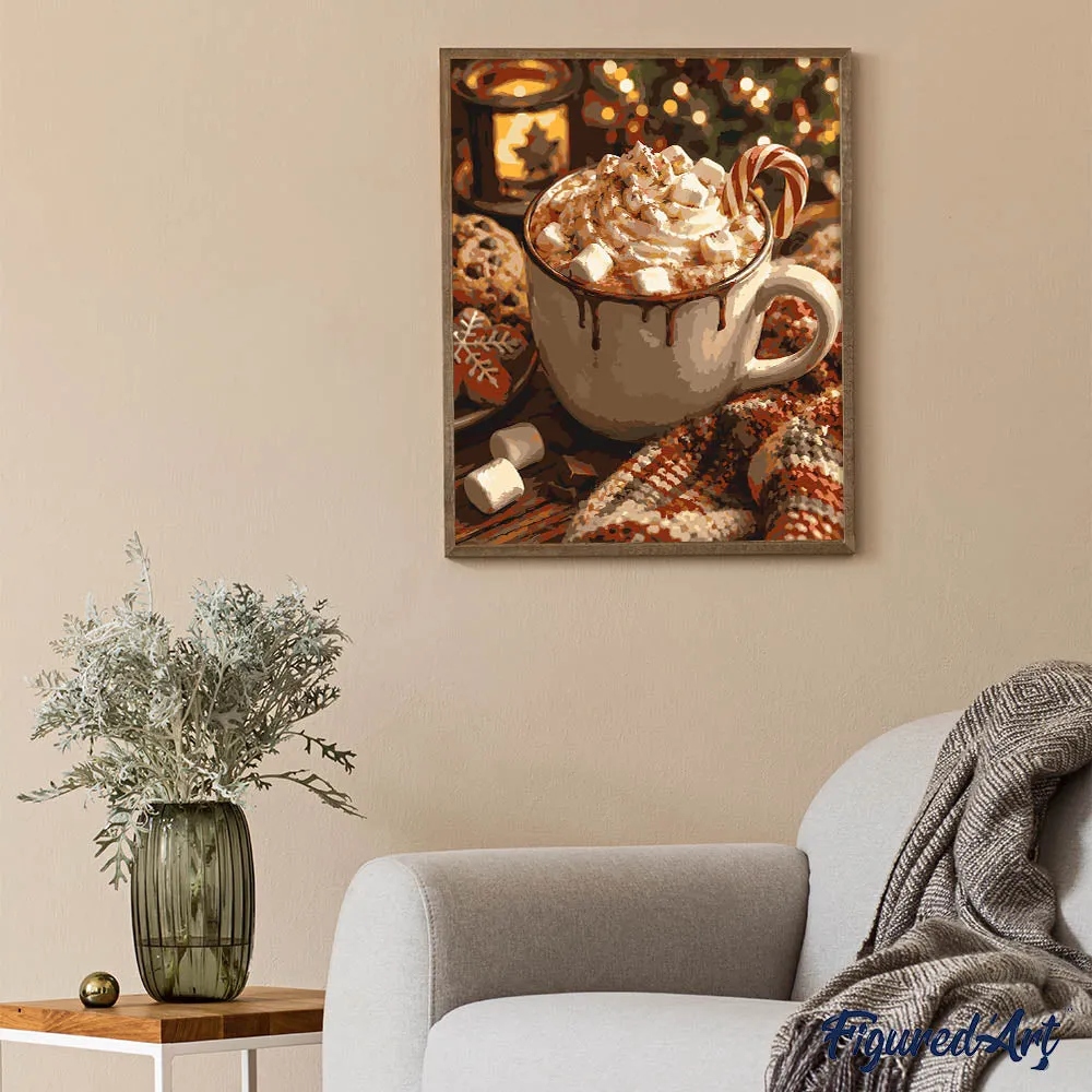 Figured'Art Warme Chocolademelk Kerst schilderen op nummer 40x50 cm winter