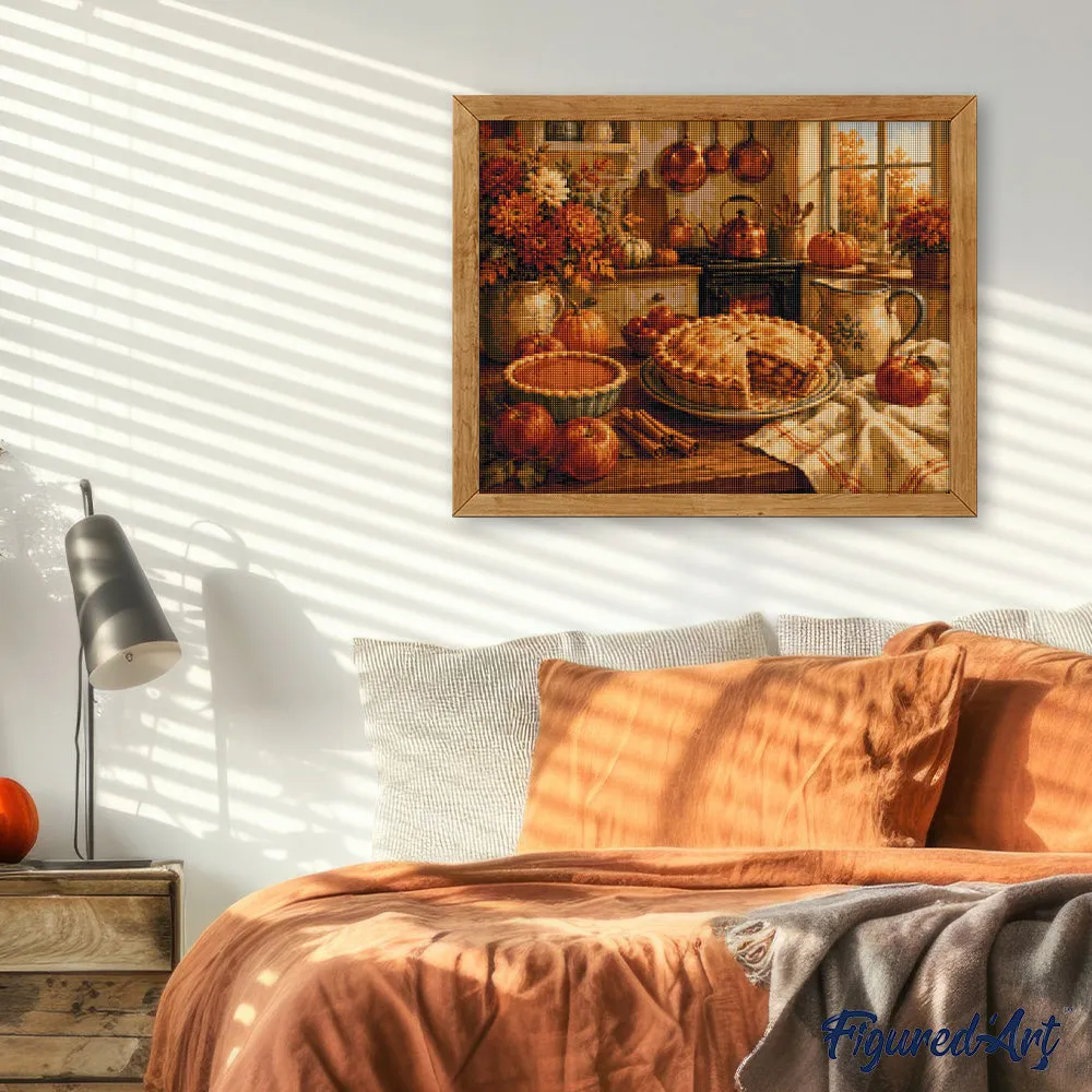 Figured'Art Herfstse Keuken diamond painting 40x50 cm taarten