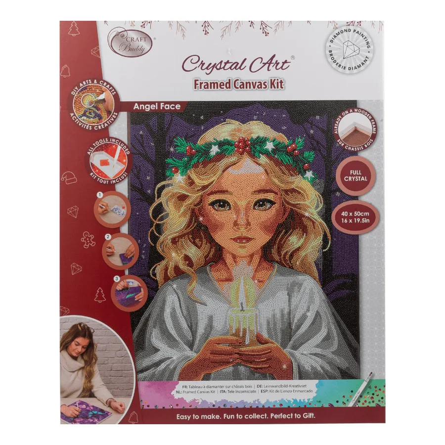 Craft Buddy Crystal Art Angel Face canvas kit 40x50 full crystal