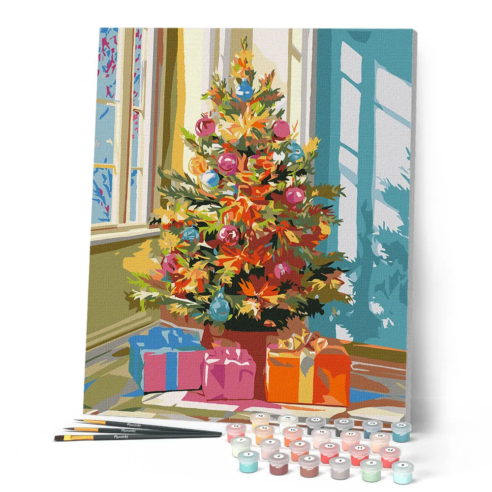 Figured'Art Heldere Kerstboom schilderen op nummer 40x50 cm kerst