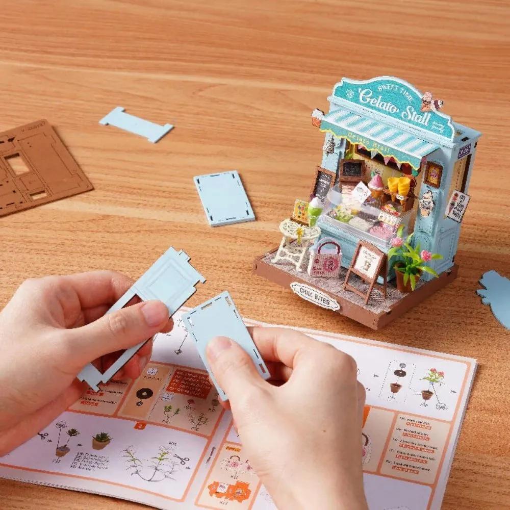 Figured'Art Gelato-stand miniatuurhuisje 3D puzzel 132 stukjes