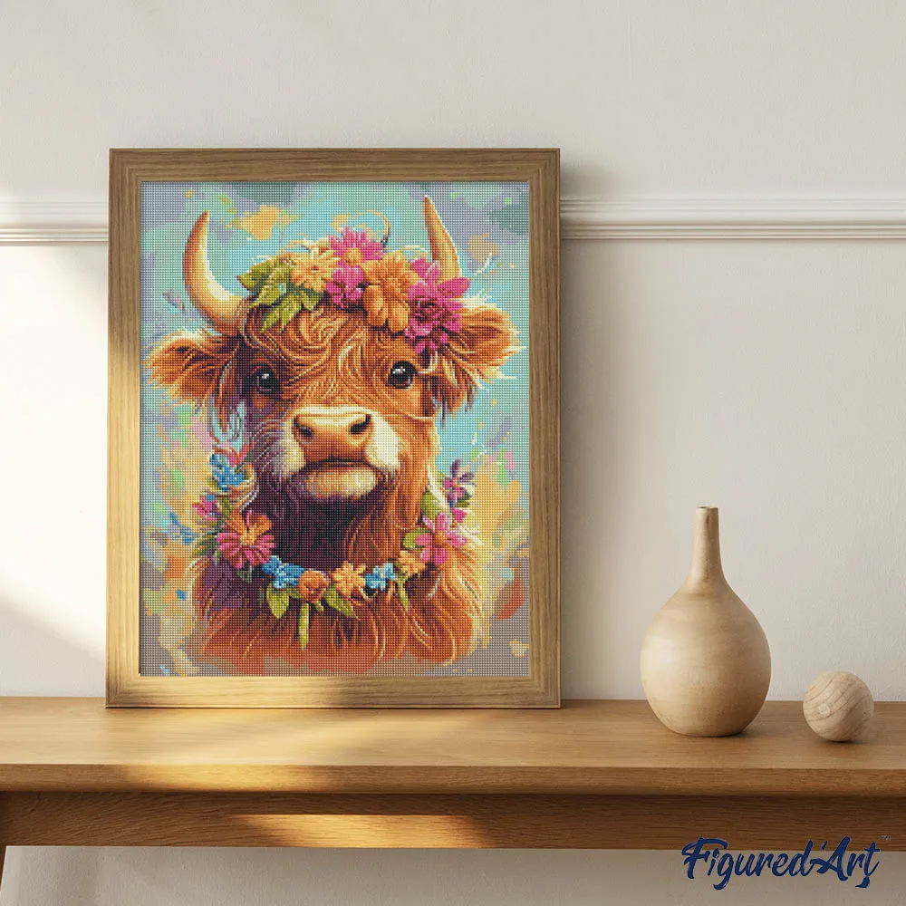 Figured'Art Diamond Painting Schotse Hooglander 40x50 cm Tuinkoningin
