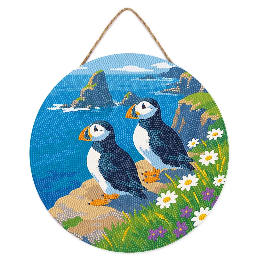 Figured'Art Papegaaiduiker oceaankliffen diamond painting hout 30 cm