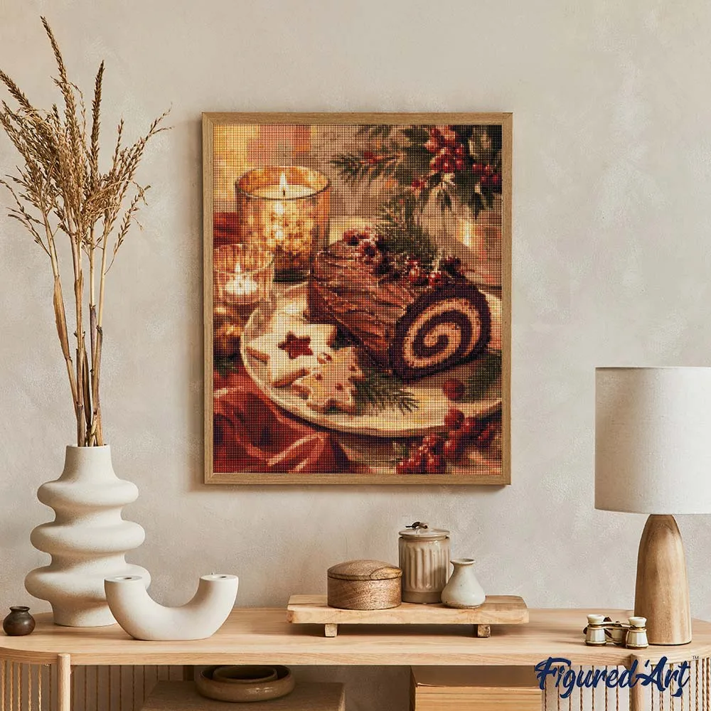 Figured'Art Kerststronk diamond painting 40x50cm full drill kerst