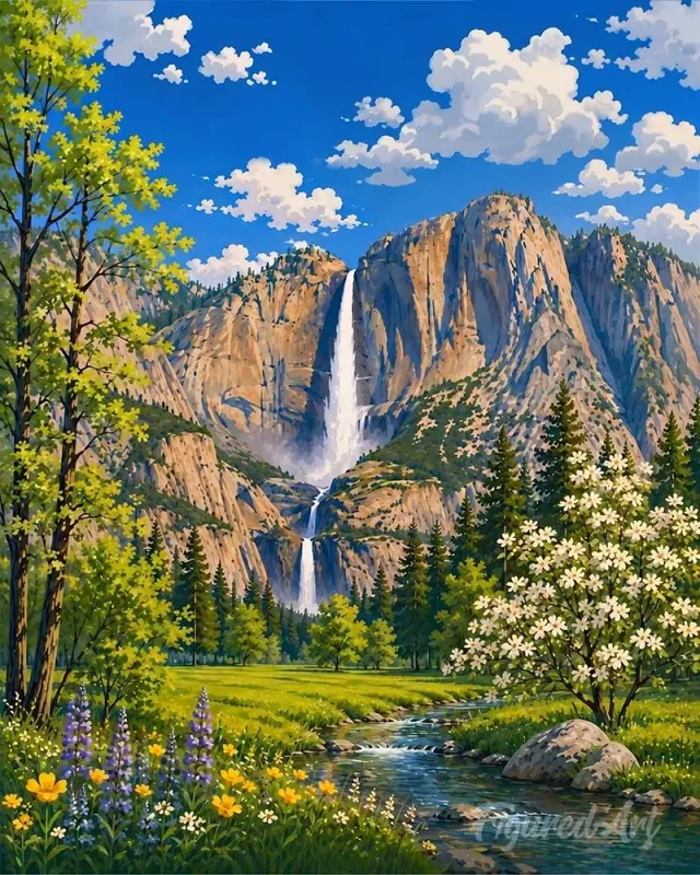 Figured'Art Yosemite Vernal Falls diamond painting 40x50 cm full drill
