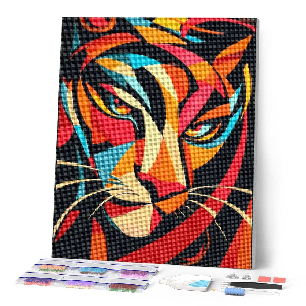 Figured'Art Gedurfd Abstract Tijger 2 diamond painting vierkant 40x50