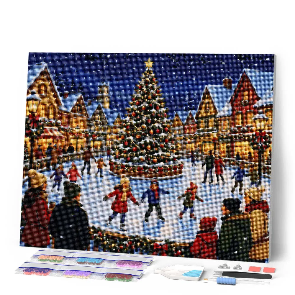 Figured'Art Feestelijk dorp diamond painting full drill winter