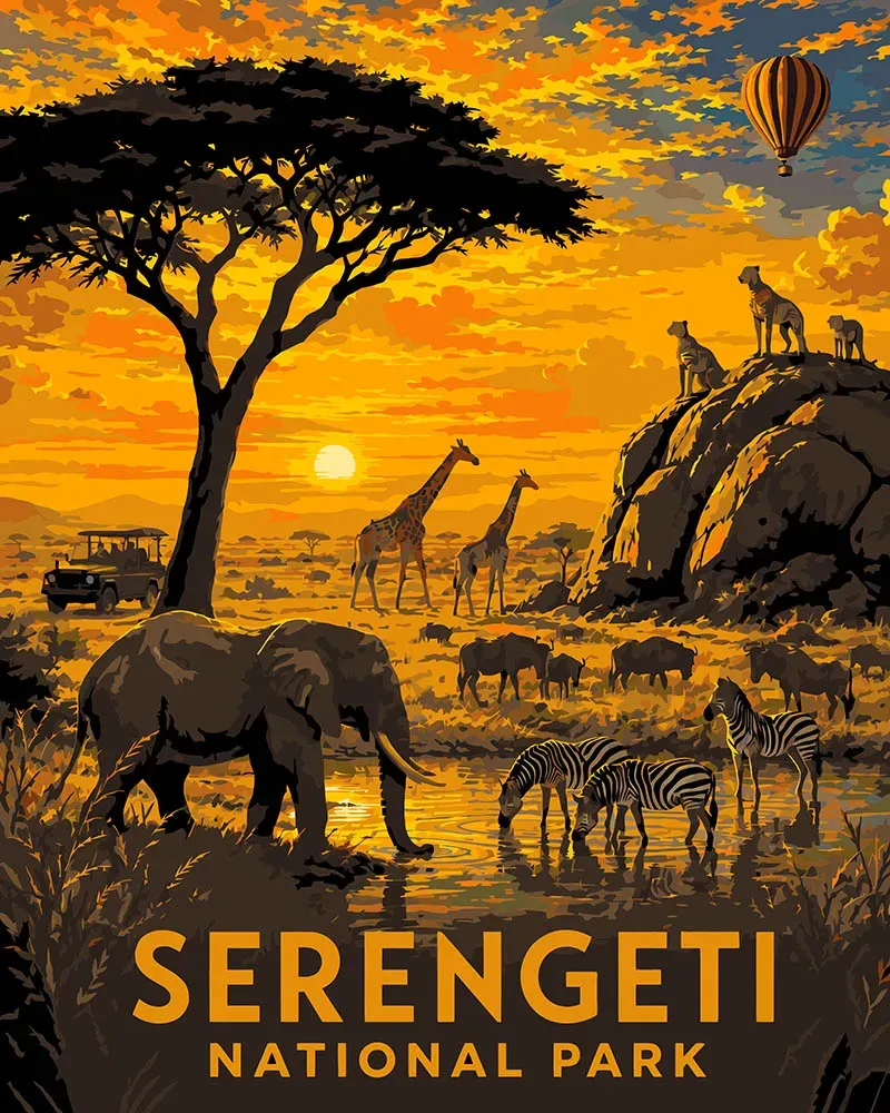 Figured'Art Nationaal Park Serengeti - Tanzania schilderen op nummer 40x50 cm
