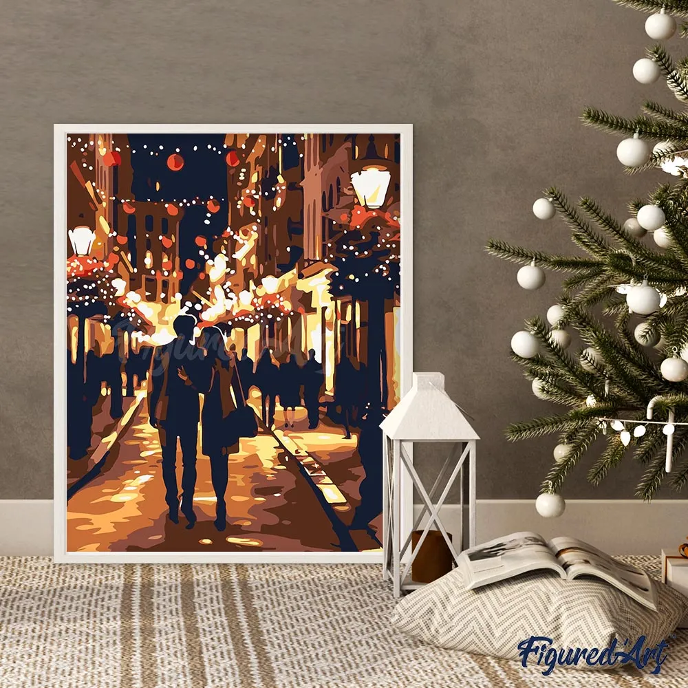 Figured'Art Romantische Kerstnacht schilderen op nummer 40x50 cm
