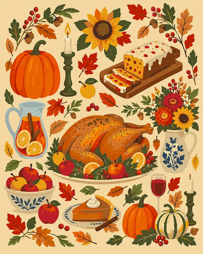 Figured'Art Thanksgiving-Schatten schilderen op nummer herfst