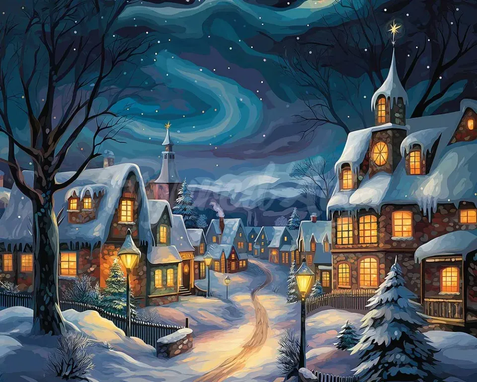 Figured'Art Sterrenkerstdorp diamond painting full drill winter