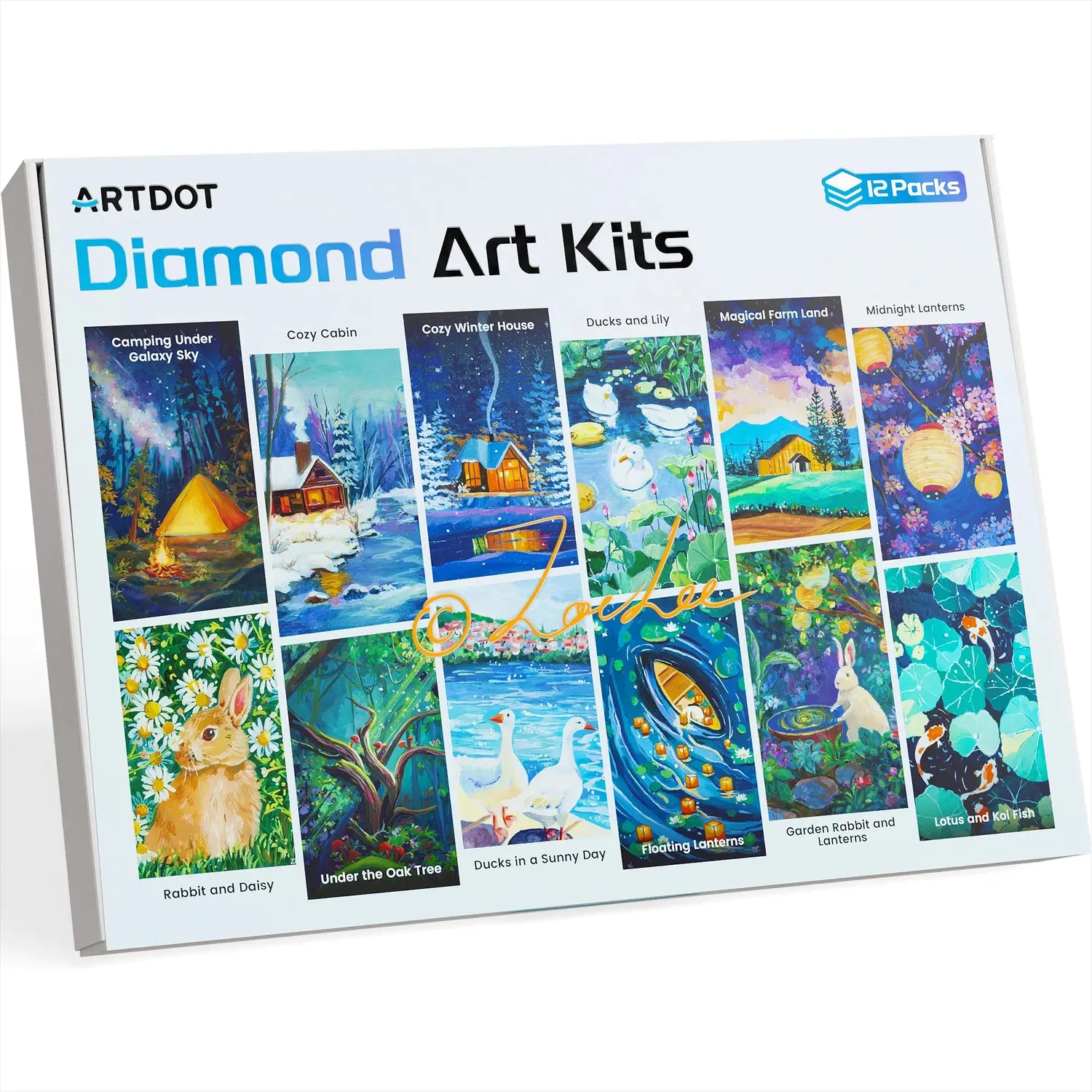 ARTDOT Natuur Edelstenen diamond painting kit 12 doeken rond