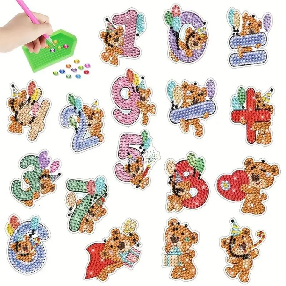 Figured'Art Nummers diamond painting stickers rond 17 stuks