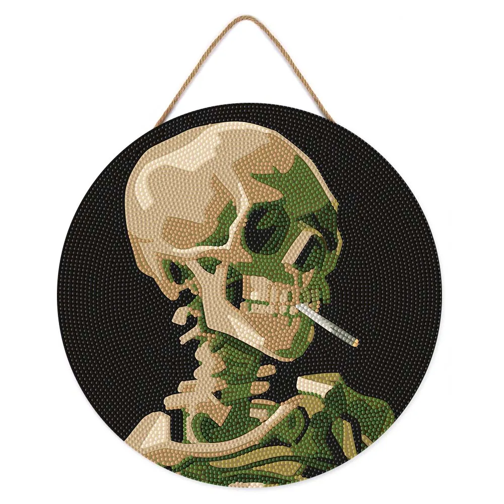 Figured'Art Van Gogh Skelet diamond painting hout 30cm rond