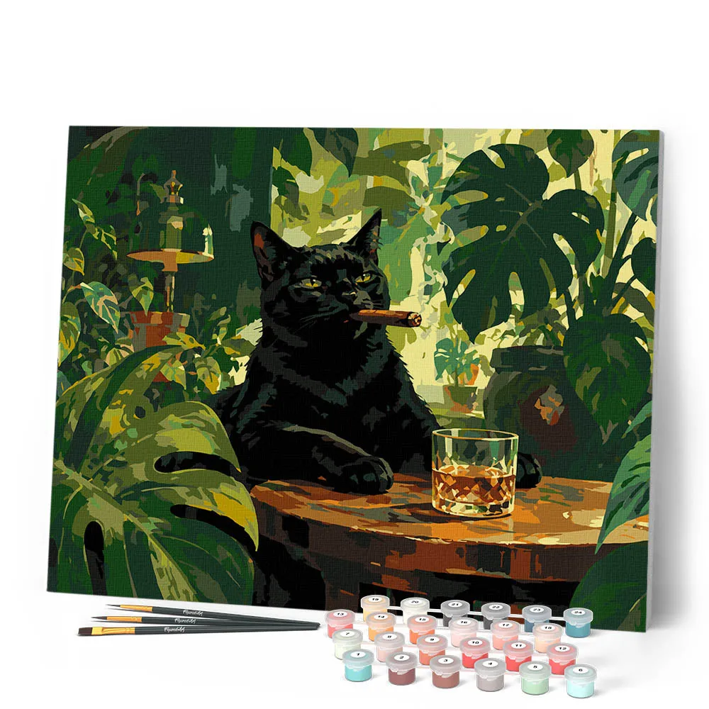 Figured'Art Zwart in de wildernis schilderen op nummer 40x50cm