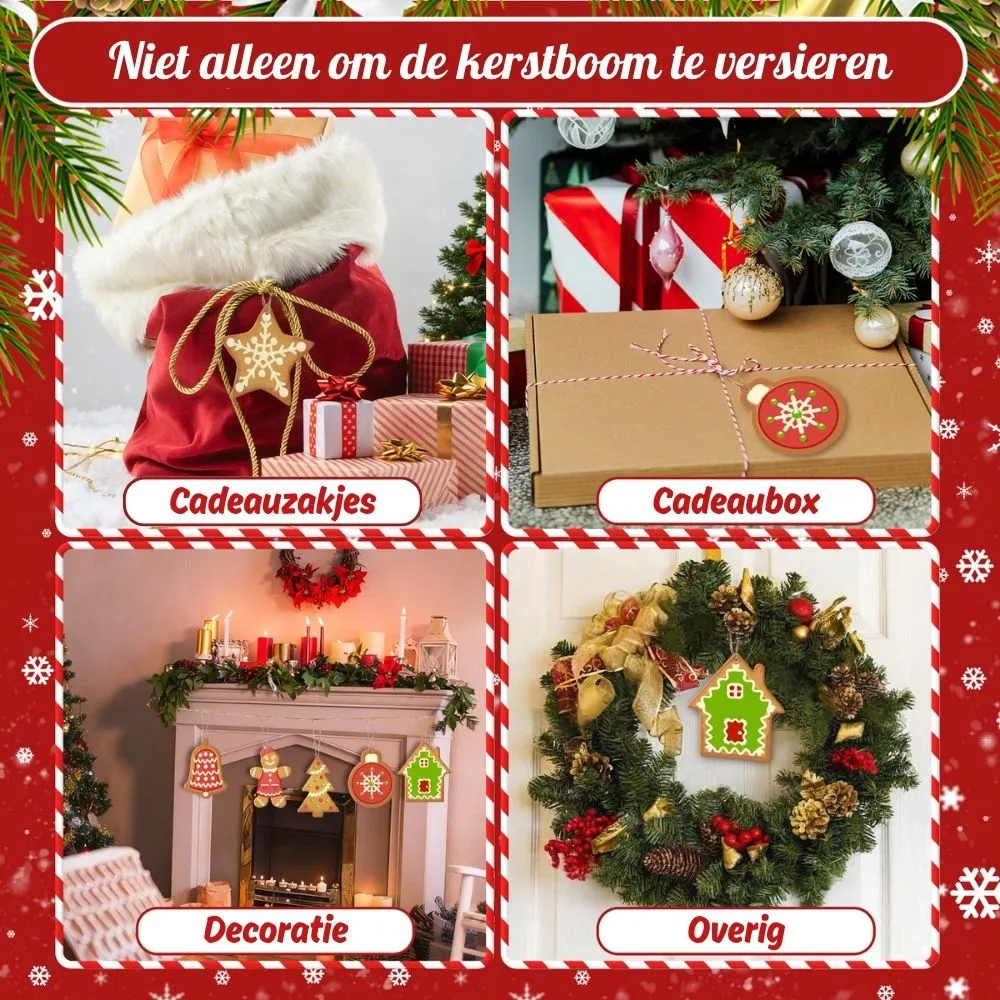 Figured'Art Peperkoek Traktaties Kerstornamenten Schilderen 8 Stuks