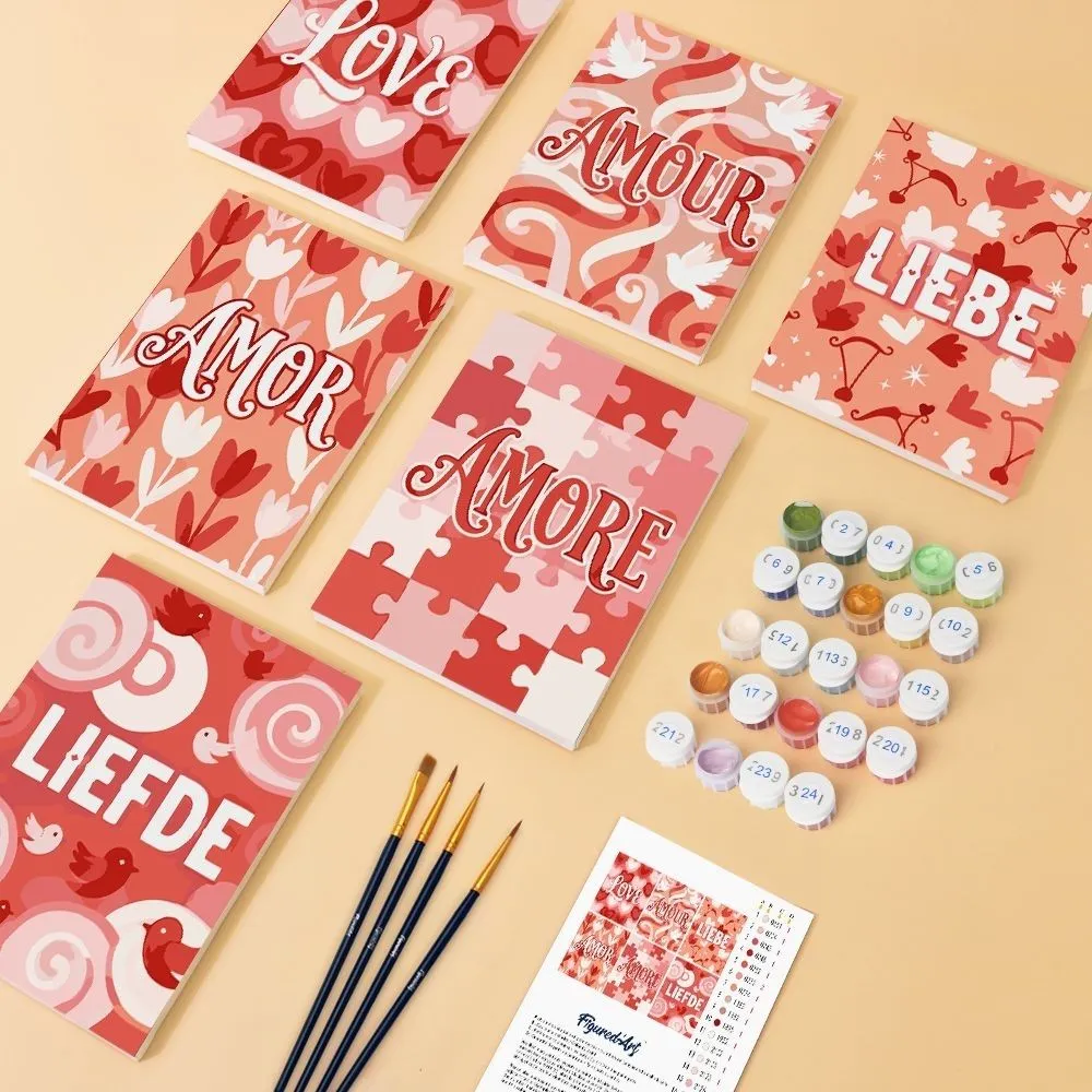 Figured'Art Mini Zoete Hartjes schilderen op nummer 6 stuks 15x20cm