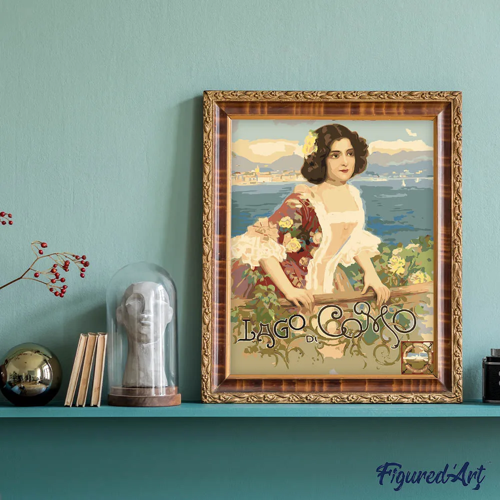 Figured'Art Lago di Como schilderen op nummer 40x50 cm vintage