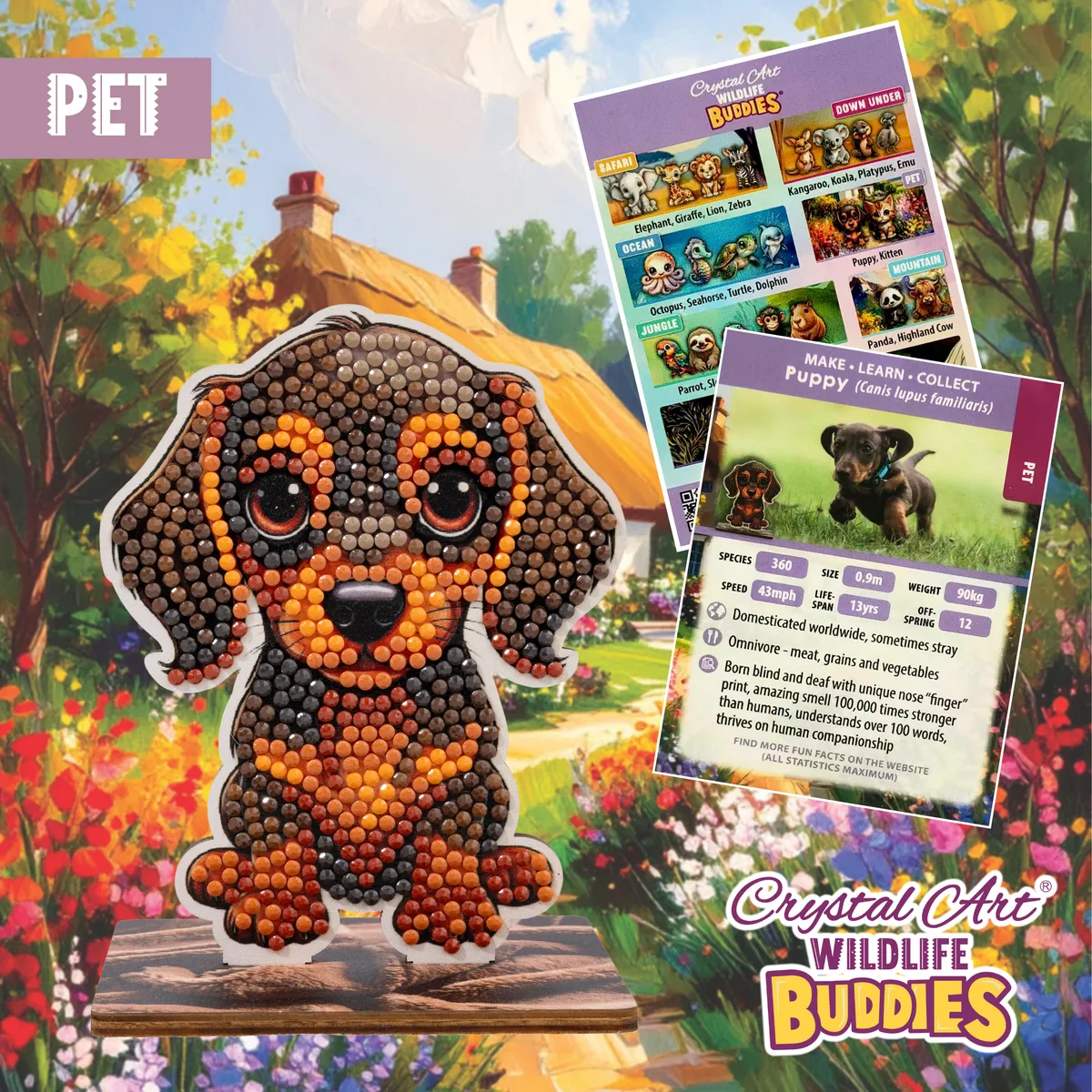 Crystal Art Wildlife Buddies diamond painting figuur Puppy