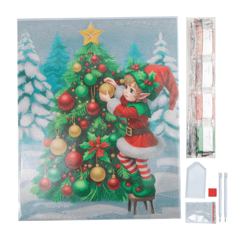 Craft Buddy Crystal Art Christmas Elf canvas 40x50 cm