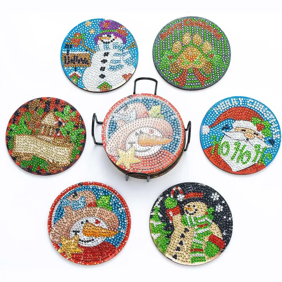Figured'Art Kerstset 2 diamond painting onderzetters 6 stuks