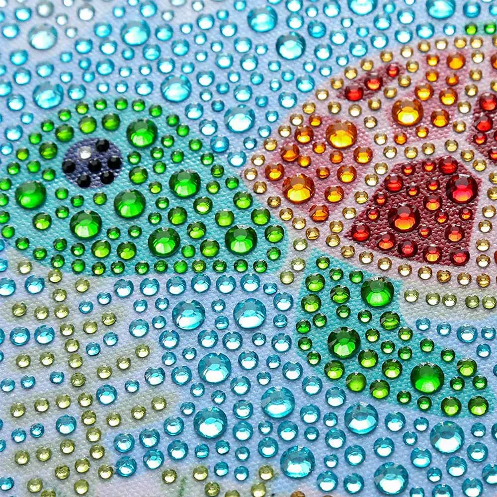 Figured'Art Schildpad diamond painting 15x15cm met fotolijst rond