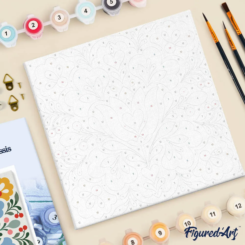 Figured'Art Bloemenmandala mini schilderij 20x20cm met lijst