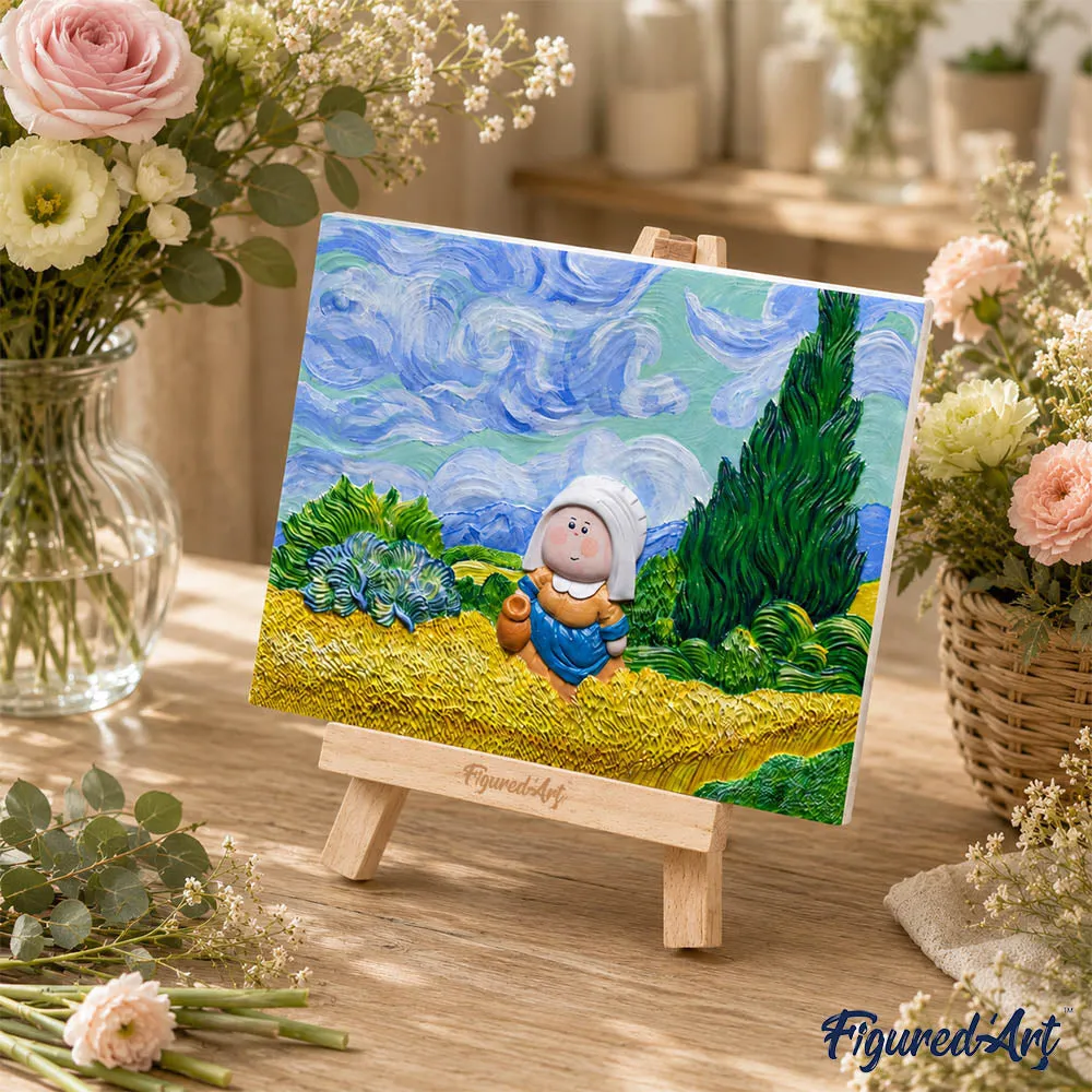 Figured'Art 3D Schilderij De Wandelaarster Tarweveld Reliëfkit