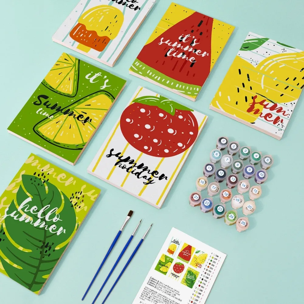 Figured'Art Zomerse Fruitillustraties mini schilderen op nummer 15x20cm 6 stuks
