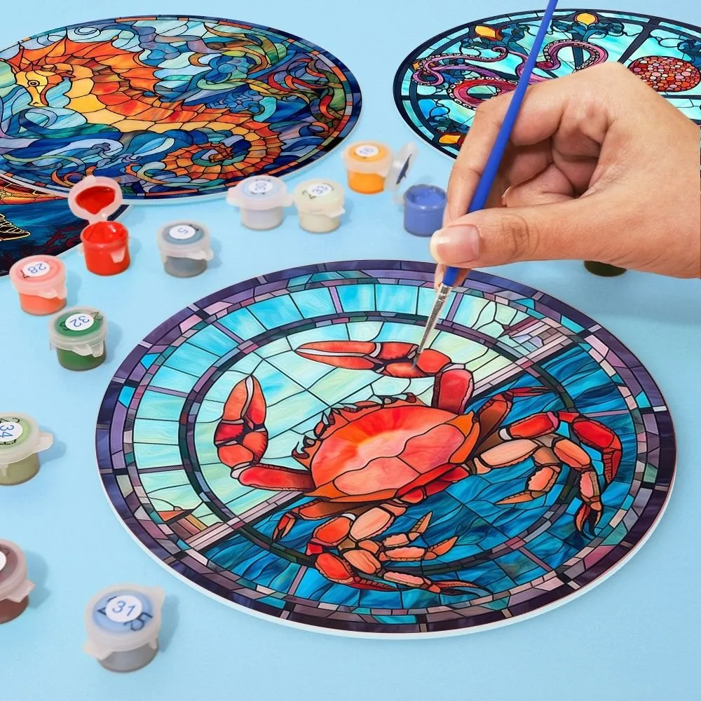 Figured'Art Oceaanwezens placemats schilderen op nummer 20cm 4 stuks