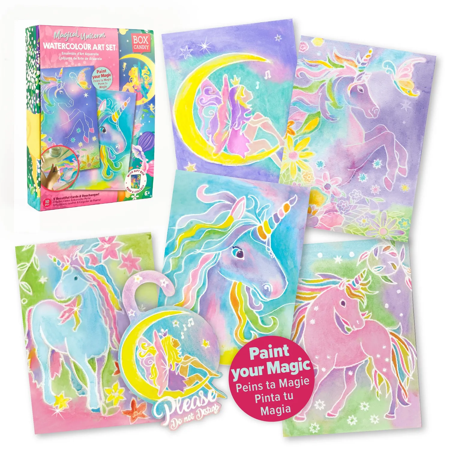 Box Candiy Magical Unicorns Watercolour aquarel verfset