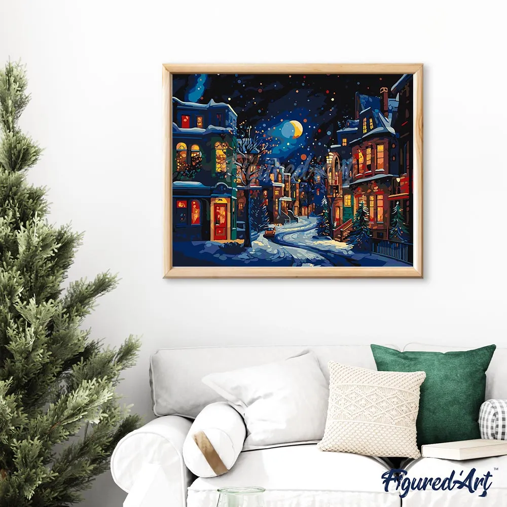 Figured'Art Halve Maan in de Winter schilderen op nummer 40x50 gevorderd