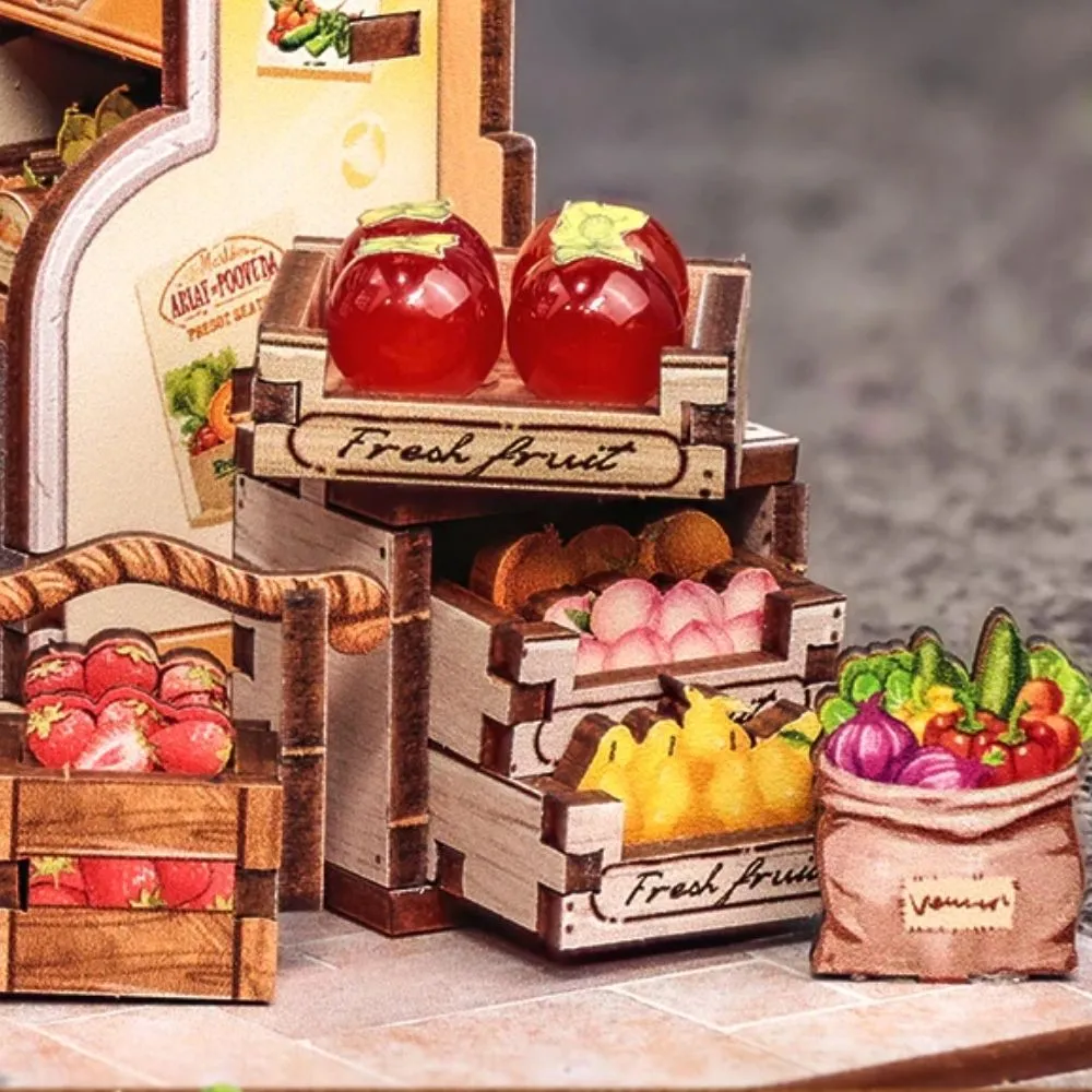 Figured'Art Klein Fruitwinkeltje miniatuurhuisje met led 19,7 cm