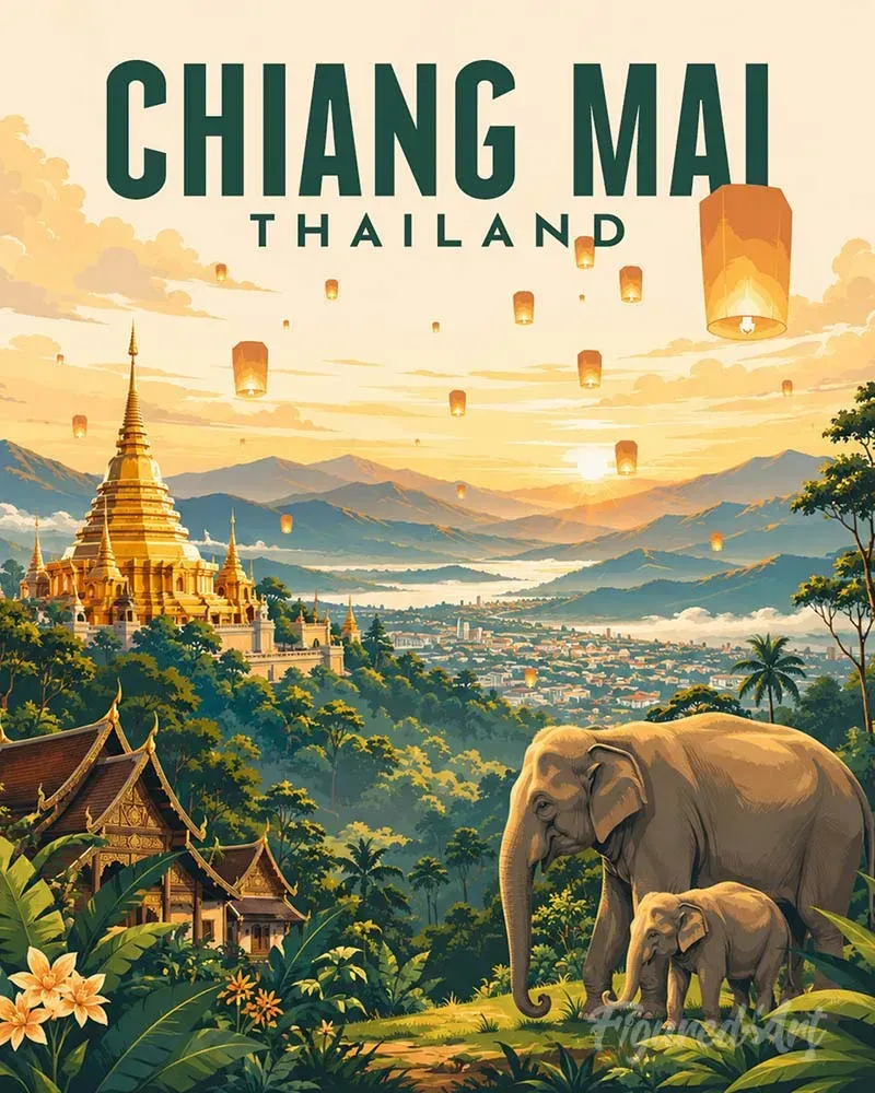 Figured'Art Reisposter Chiang Mai schilderen op nummer 40x50 reizen