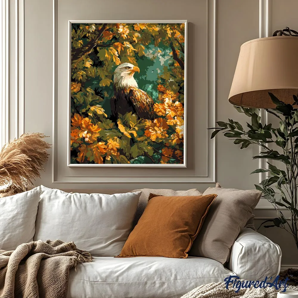 Figured'Art Adelaar Gouden Bladeren schilderen op nummer 40x50 cm