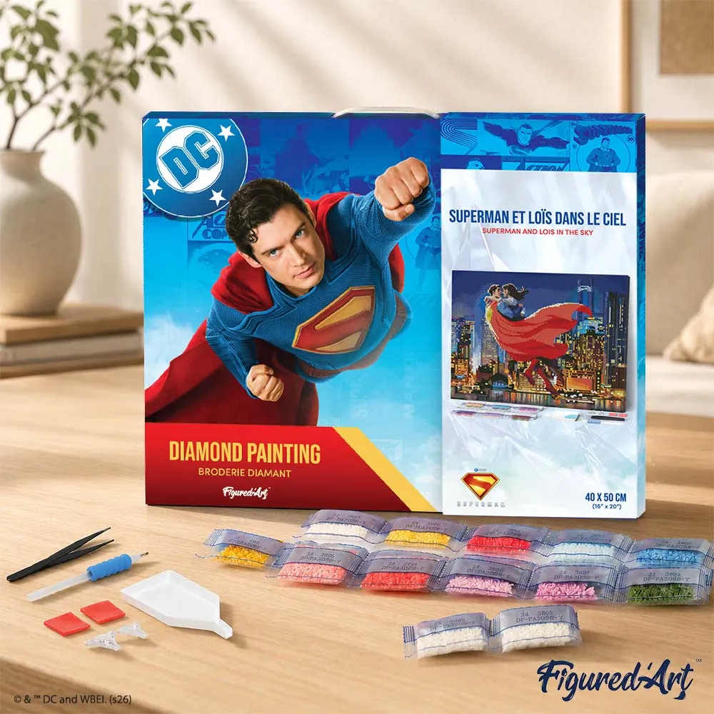 Figured'Art Superman en Lois diamond painting 40x50cm ingelijst