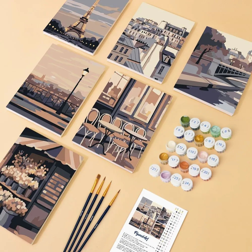 Figured'Art Parijse Charme mini schilderen op nummer 15x20 6 stuks stad