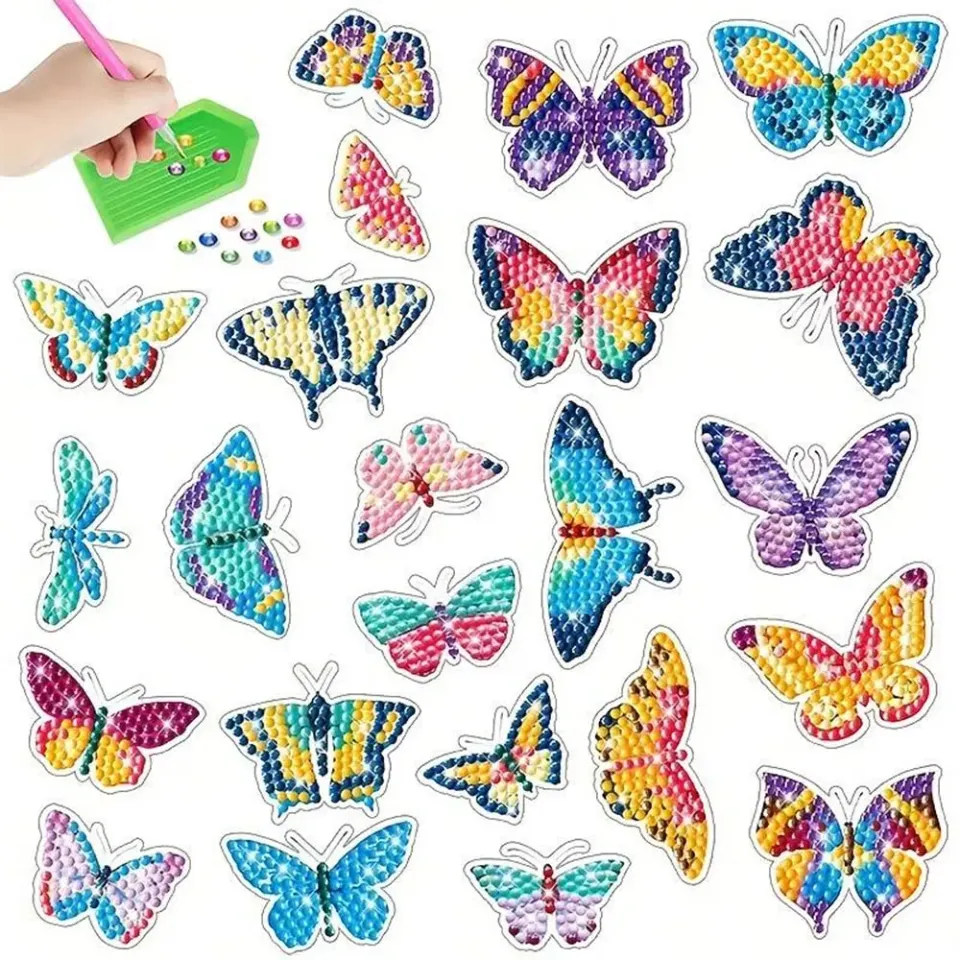 Figured'Art Vlinders diamond painting stickers 23 stuks 3cm rond