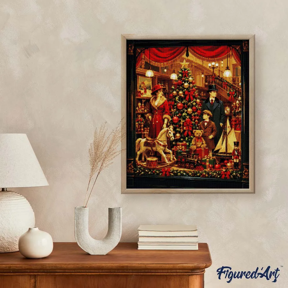 Figured'Art Kerstspeelgoedwinkel diamond painting 40x50cm